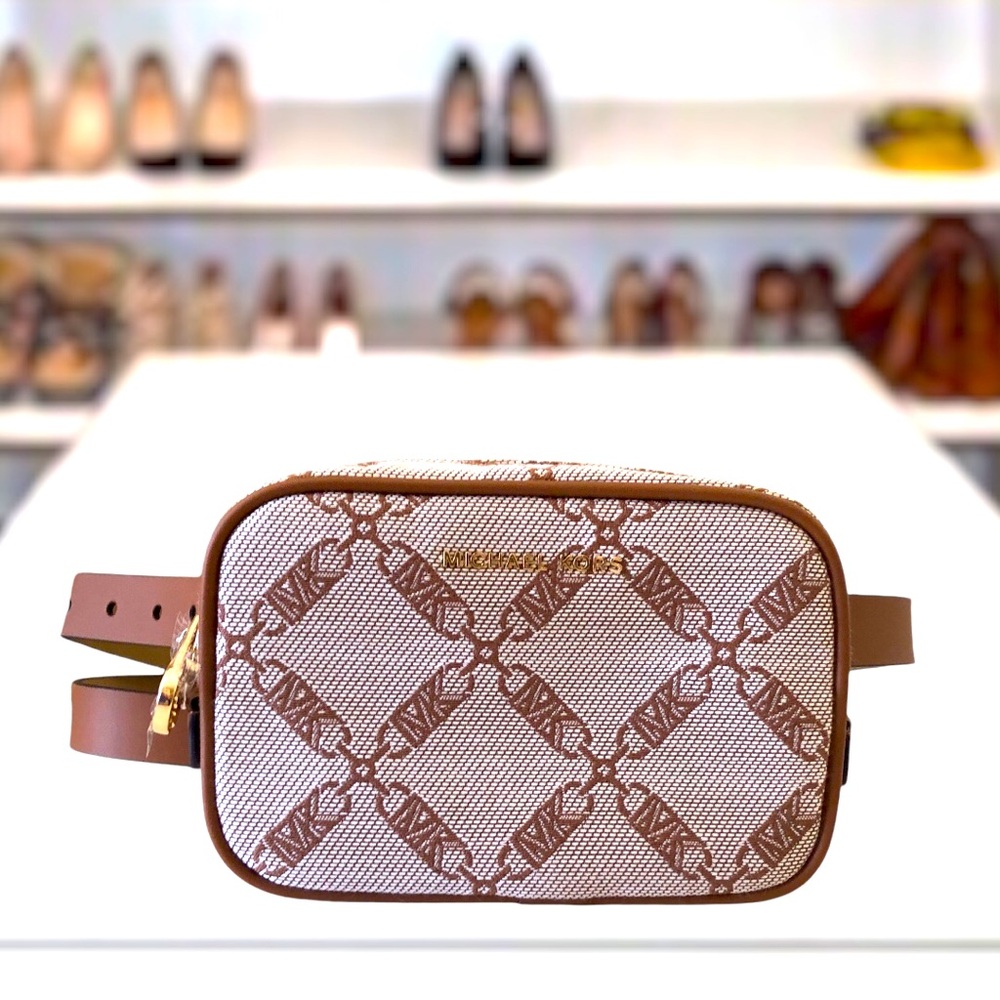 Michael Kors Signature MK Logo Jacquard Belt Bag in Small/Medium New with Tags